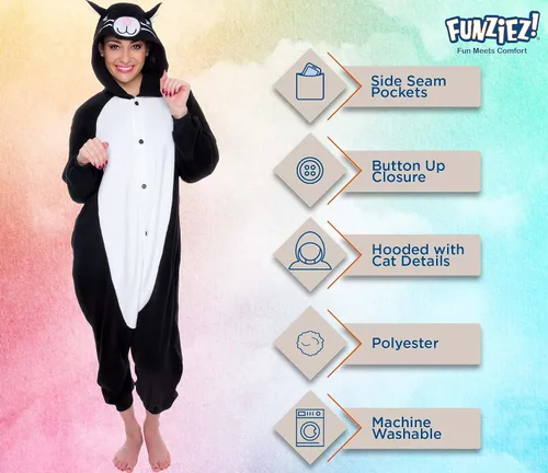 Miniatura 4 de FUNZIEZ! - Disfraz de Halloween para adultos, de animales y criaturas marinas, mameluco afelpado para cosplay, para mujeres y hombres