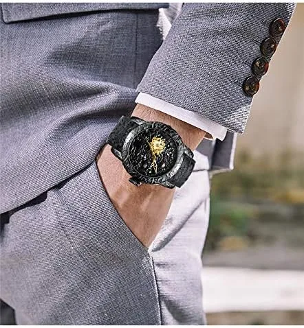 Miniatura 7 de Reloj automático para hombre, a la moda, grabado en 3D, impermeable, esfera grande, reloj deportivo, 50 mm