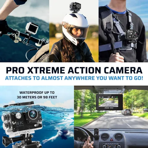 Miniatura 3 de Cámara de acción Pro Xtreme 4K – Cámara de video impermeable Ultra HD con Wi-Fi, lente gran angular de 170°, estabilización de imagen, múltiples