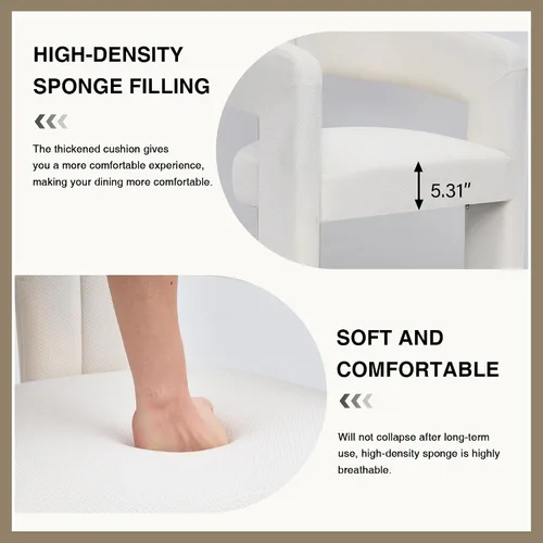 Miniatura 4 de adochr Modernas sillas de comedor de barril, silla de comedor tapizada de lino con patas de madera, sillas decorativas con brazos, cómodos sillones