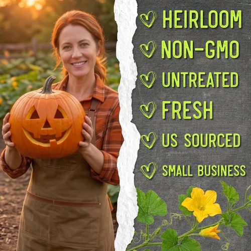 Miniatura 6 de Seed Needs, Jack O' Lantern - Semillas de calabaza – 25 semillas tradicionales para plantar Cucurbita Pepo – Sin OMG y sin tratar, ideal para tallar