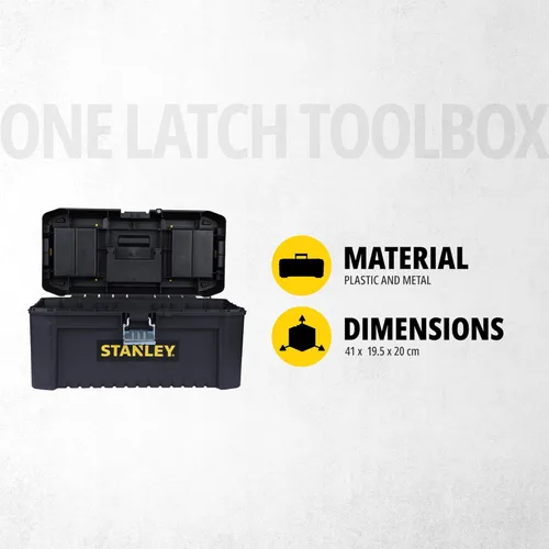 Miniatura 3 de STANLEY Caja de herramientas esenciales (16 pulgadas), solución de almacenamiento duradera con bandeja extraíble y organizadores