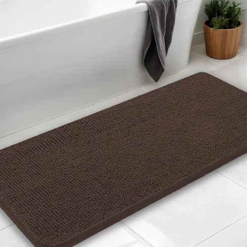 Miniatura 23 de Alfombras de baño en forma de U, alfombras de baño de felpilla súper absorbentes y respaldo antideslizante de PVC fuerte para inodoros, lavables a