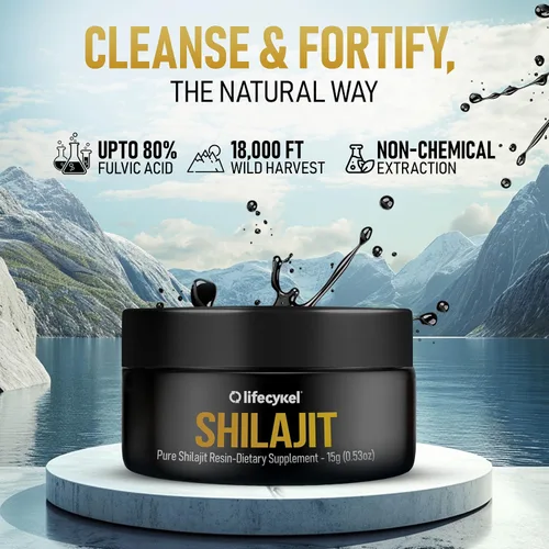 Miniatura 8 de Lifecykel - Resina Shilajit pura – 0.55 onzas Suplemento Shilajit de cosecha silvestre, rico en minerales para mayor fuerza, probado por terceros