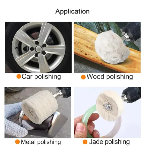Miniatura 3 de Kit de 10 ruedas de pulido de algodón para taladro, ruedas de pulido para pulido de aluminio, cromo, acero inoxidable, metal, kit de pulido