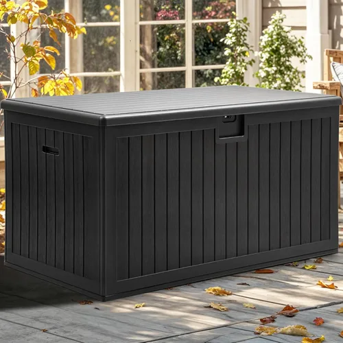 Miniatura 11 de YITAHOME Caja de cubierta para exteriores de 32 galones, caja de almacenamiento impermeable con tapa y lateral bloqueables, contenedor