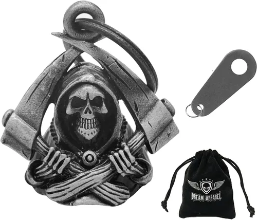 Miniatura 13 de Dream Apparel Campanas de motocicleta para motociclistas, accesorios de campanas pesadas y llavero para la suerte Viaja para vivir