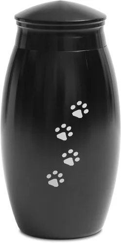Miniatura 8 de Urnas de cremación pequeñas de 2.67 pulgadas para cenizas de perros o gatos, mini recuerdo de cenizas negras para mascotas con huella de pata