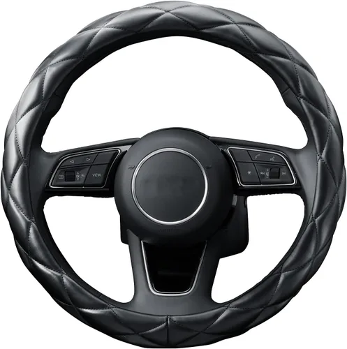 Miniatura 8 de YHONGJT - Funda de cuero de microfibra suave para volante, tamaño universal de 15 pulgadas, para mujeres y niñas, apta para vehículos, sedanes, SUV
