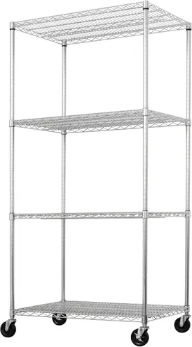 SafeRacks - Estantes de almacenamiento certificados NSF, zinc, unidad de alambre de acero resistente con ruedas y patas ajustables, estante para