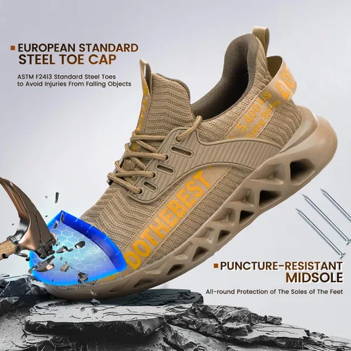 Miniatura 79 de Furuian - Tenis con punta de acero para hombres y mujeres, zapatos de seguridad ligeros, cómodos, a prueba de pinchazos, zapatos de trabajo