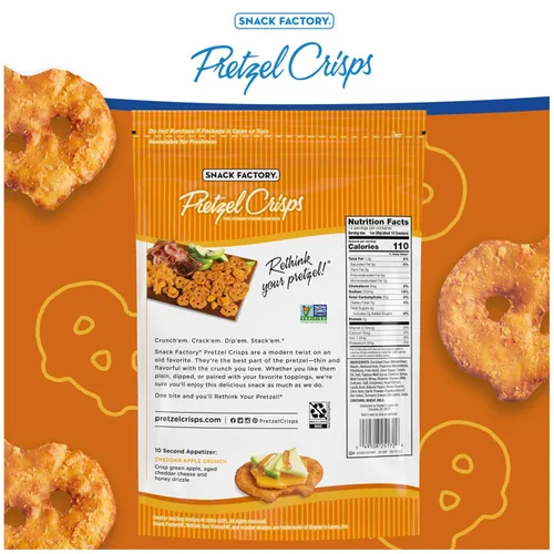 Miniatura 6 de Snack Factory Pretzel Crisps, Queso Cheddar, 7.2 Oz