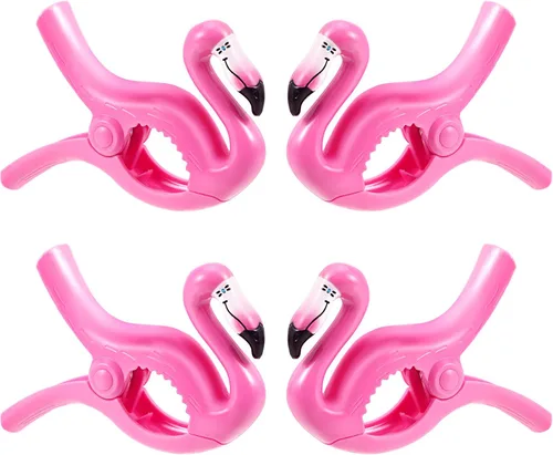 Boao 4 clips para toallas de playa de flamenco, tamaño gigante, clips para sillas de playa, soporte para toallas, ropa, sombreros, para crucero,