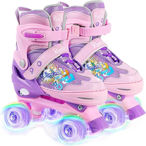 Miniatura 8 de Patines de ruedas para niñas y niños, 4 tamaños ajustables con ruedas iluminadas A-Rosa