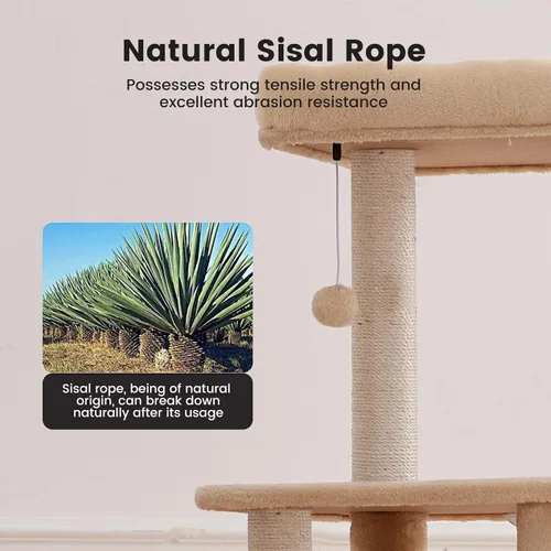 Miniatura 4 de Gardner Pet Torre de árbol de gato resistente de 65 pulgadas para gatos grandes, muebles para gatos de varios niveles con poste rascador de sisal