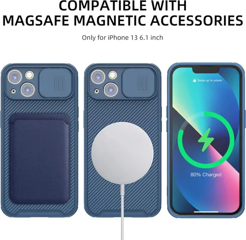 Miniatura 3 de Funda para iPhone 14 compatible con Magsafe, funda protectora de cámara iPhone 14 [compatible con carga inalámbrica] con cubierta deslizante