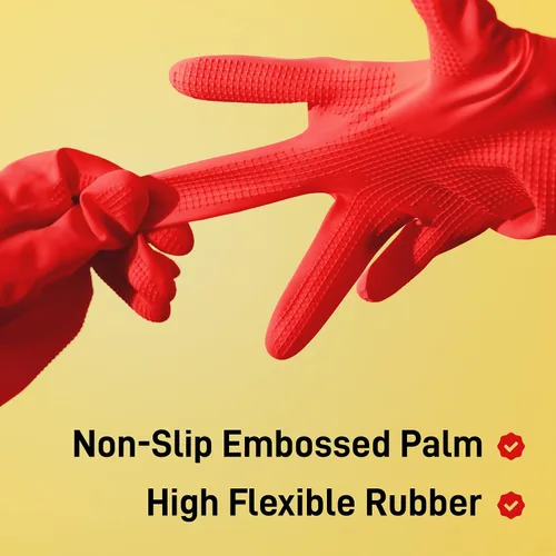 Miniatura 2 de SteadMax Guantes rojos de la limpieza, durabilidad suprema, guantes de látex de goma natural