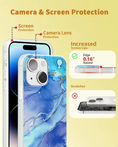 Miniatura 7 de SCORPIFY Funda para iPhone 14 [compatible con MagSafe] con diseño de mármol azul fantasía, bonita funda magnética para teléfono para mujeres, niñas