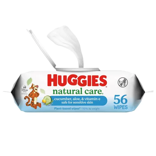 Miniatura 9 de Toallitas Natural Care de Huggies para bebé con pepino, aloe y vitamina E, hipoalergénicas, perfumadas, 10 paquetes de tapa abatible