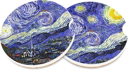 Miniatura 8 de Posavasos para Automóvil para Portavasos, Bosque Oscuro Naturaleza Montaña Universal Antideslizante de Cerámica Posavasos para Taza de Automóvil
