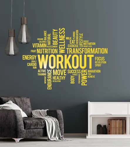 Miniatura 5 de Vinilo adhesivo de pared para entrenamiento, bienestar, gimnasio, gimnasio, gimnasio, gimnasio, deporte, palabras motivacionales, decoración grande