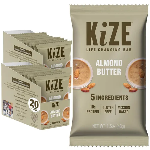 Miniatura 13 de KiZE Energy Bars - Barras energéticas de reemplazo de comidas con alto contenido de proteínas, a base de mantequilla de almendras, sin gluten, sin