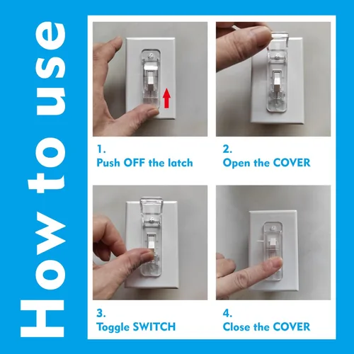 Miniatura 5 de 2 Cubiertas protectoras para interruptor de luz, cubierta protectora de interruptor de pared a prueba de bebés para interruptor de luz de palanca