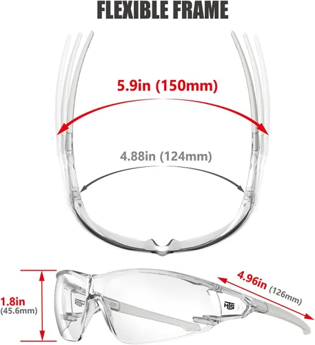 Miniatura 6 de HTS HUNTERSKY ANSI Z87.1 Gafas de seguridad antivaho envolventes transparentes, gafas de laboratorio para pickleball y química con resistencia a
