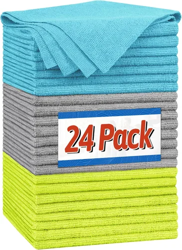Miniatura 26 de FIXSMITH Paño de Limpieza de Microfibra - Paquete de 48, Toallas de Limpieza Multifuncionales, Tamaño: 12 x 16 pulgadas, Trapos de Limpieza 3