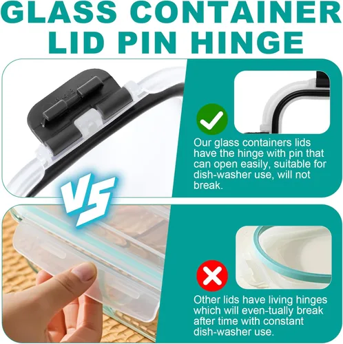 Miniatura 6 de Paquete de 3 recipientes bariátricos de preparación de comidas, cuencos de vidrio de 8 onzas para control de porciones, lonchera de vidrio