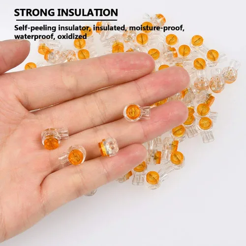 Miniatura 3 de BUYGOO 200 unids impermeable gel relleno naranja claro botón teléfono conectores UY empalme a tope conector K1 cable de red terminales