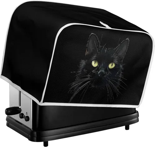 Miniatura 6 de Cubierta para tostadora de gato negro 3D, ranura ancha, bonita funda para electrodomésticos de cocina de gatito, arte de animales estéticos