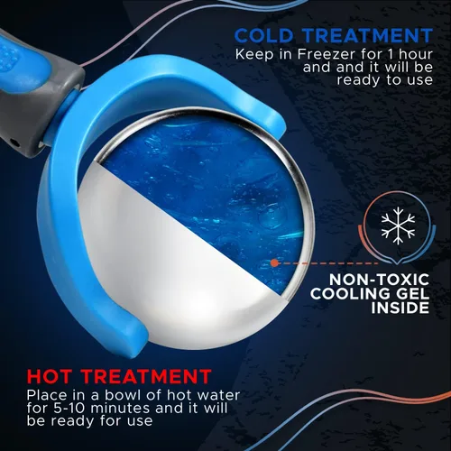 Miniatura 4 de PRIME Fitness Bola de rodillo de masaje frío Terapia de frío Bola de rodillo de hielo con mango Cryo Stick Alivia el dolor muscular (azul)