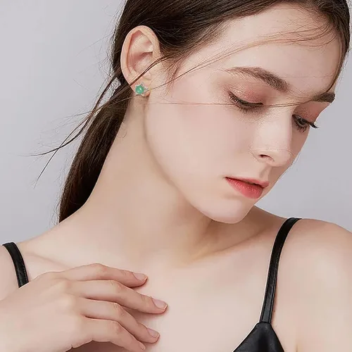 Miniatura 79 de Jade Earrings Studs,Green Jade Earrings for Women,925 Sterling Silver Earrings Studs for Sensitive Ears,Handmade Jade Earrings for Birthday