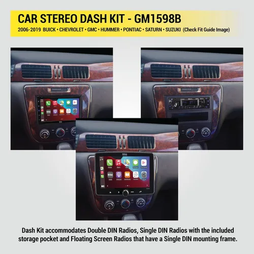 Miniatura 4 de Scosche GM1598B Kit de tablero de instalación de radio de bolsillo doble DIN o DIN simple compatible con vehículos GM seleccionados 2006-2019