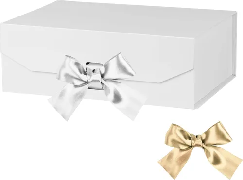 Miniatura 17 de GoooodGift Caja de regalo grande blanca de 13 x 11 x 5.3 pulgadas, caja de regalo con tapa cierre magnético, Navidad, cajas de regalo plegables