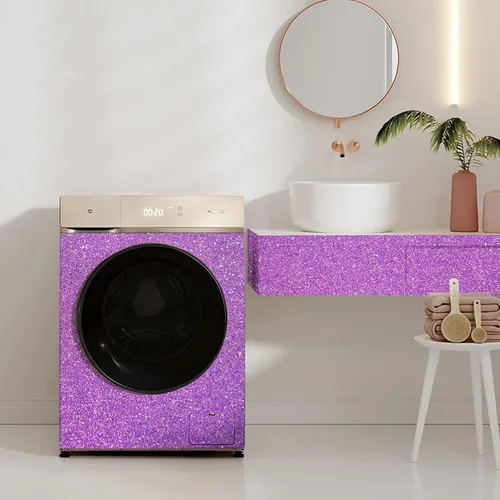Miniatura 5 de Kitico Papel tapiz morado con purpurina para despegar y pegar, autoadhesivo, decorativo, decoración de bricolaje, 17.7 x 197 pulgadas Púrpura