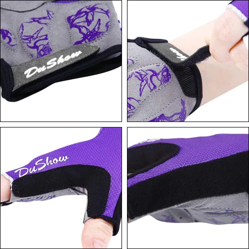 Miniatura 5 de DuShow Guantes de ciclismo para mujer, guantes de ciclismo acolchados de gel de medio dedo para mujer, ciclismo de montaña, carretera, ciclismo