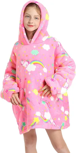 Miniatura 16 de Manta de gran tamaño con capucha para niños, manta Sherpa para niños y adolescentes, sudadera gigante con capucha esponjosa