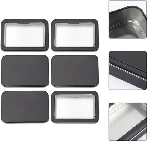 Miniatura 8 de Zerodeko Caja de almacenamiento de cartas de hojalata, paquete de 6 unidades, 4.37 x 2.87 x 0.98 pulgadas, organizador de cartas de metal