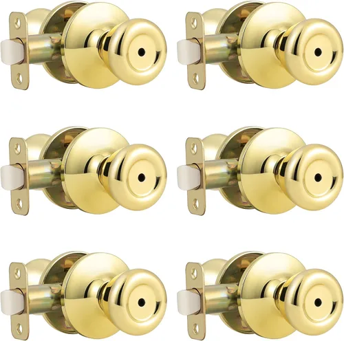 Miniatura 10 de GOBEKOR Paquete de 1 perillas para puerta de paso, pomos interiores de latón pulido sin llave, pomos de puerta de armario, pasillo, pomo de paso
