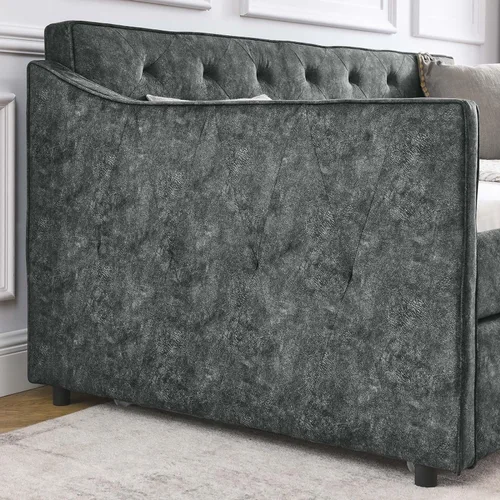Miniatura 8 de Antetek Sofá cama con cama nido, tapizado en tela, tamaño twin, sofá cama diurno con punto de tracción, marco de sofá cama con cama nido twin