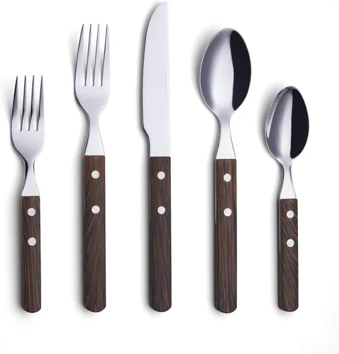 Miniatura 18 de Set de cubiertos Annova, juego retro/remachado de vajilla de acero inoxidable colorida para mesa y cocina, incluye cuchillos de cena, tenedores