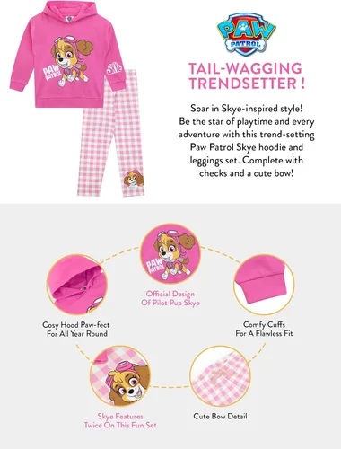 Miniatura 7 de Paw Patrol Conjunto de sudadera y leggings Conjunto de ropa Skye Girls Leggings y sudadera con capucha para niñas Producto
