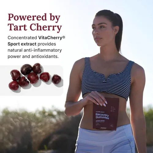 Miniatura 4 de For Wellness Recovery Gummies Restore Suplementos de energía de cereza ácida con electrolitos para el dolor muscular, rendimiento y recuperación