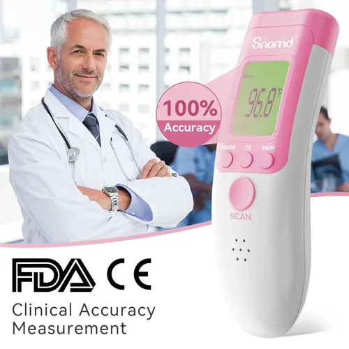 Miniatura 7 de Termómetro digital infrarrojo sin contacto para la frente para adultos, niños y bebés, termómetro médico de grado 3 en 1 con indicador de fiebre