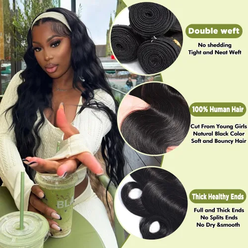 Miniatura 2 de Extensiones de cabello brasileño ondulado con frontal (22 24 26 28+20 frontal) 13 × 4 cierre frontal de encaje de oreja a oreja con 4 paquetes
