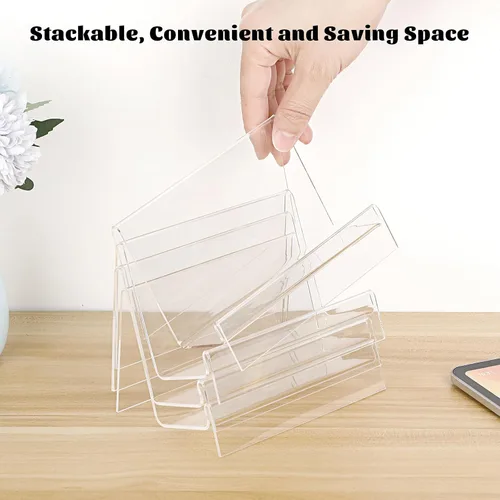 Miniatura 4 de JUXYES Paquete de 8 carteras de acrílico transparente y soporte de exhibición de bolso para boutique y encimera minorista