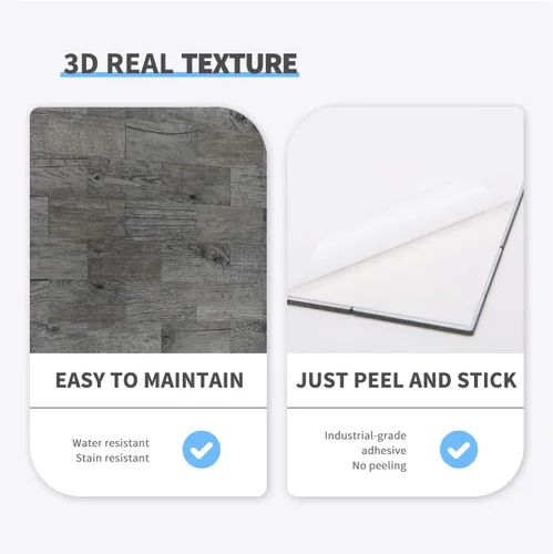 Miniatura 7 de Art3d 10 hojas (paquete de 10) panel de pared de madera, gris