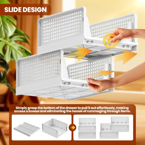 Miniatura 5 de Mavivegue Paquete de 4 cajas apilables de almacenamiento de armario, cesta de cajón de plástico, caja de almacenamiento para armario, dormitorio